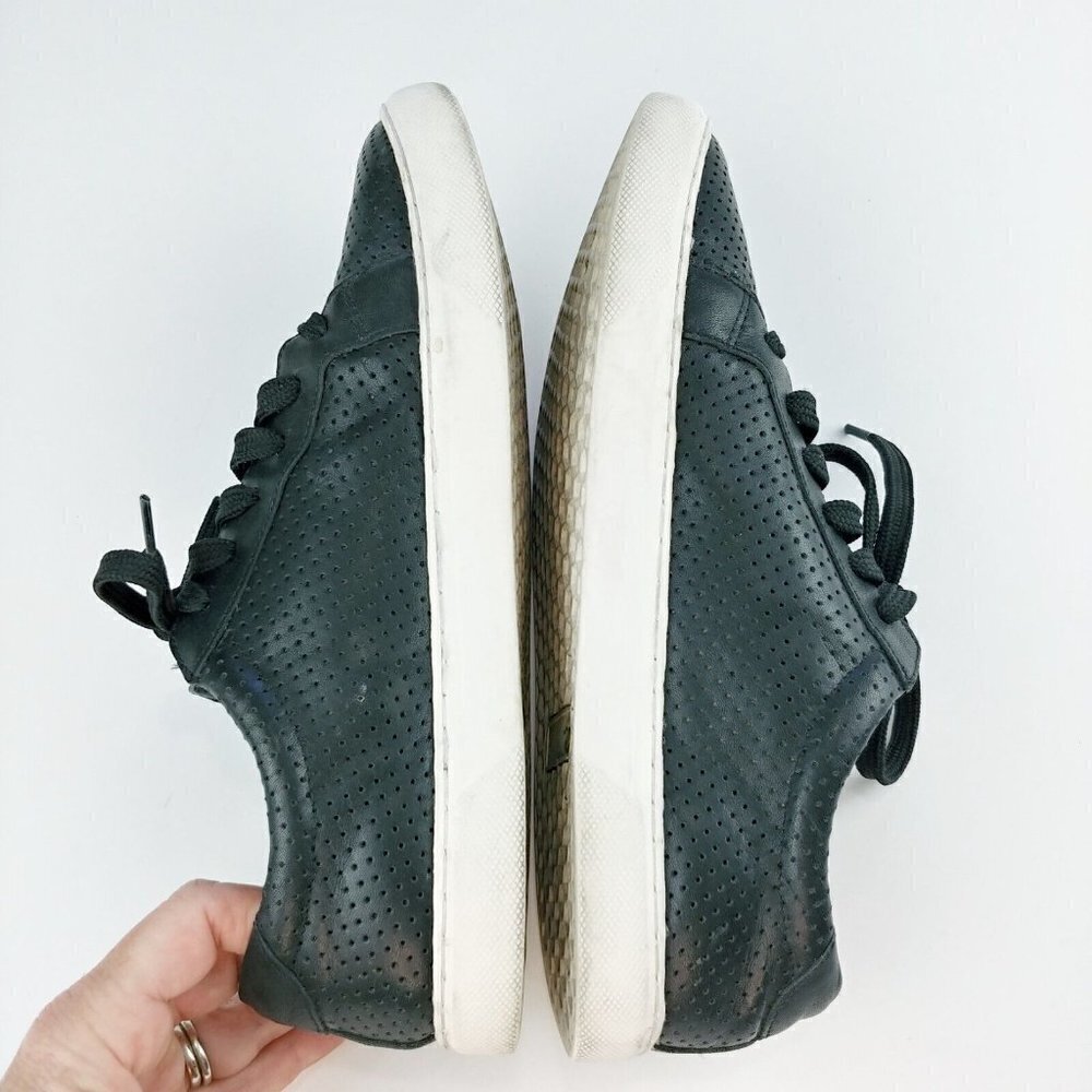 Caslon Cassie Leather Sneakers Womens 7 Lace Up Black Perforated Casual - Picture 5 of 8